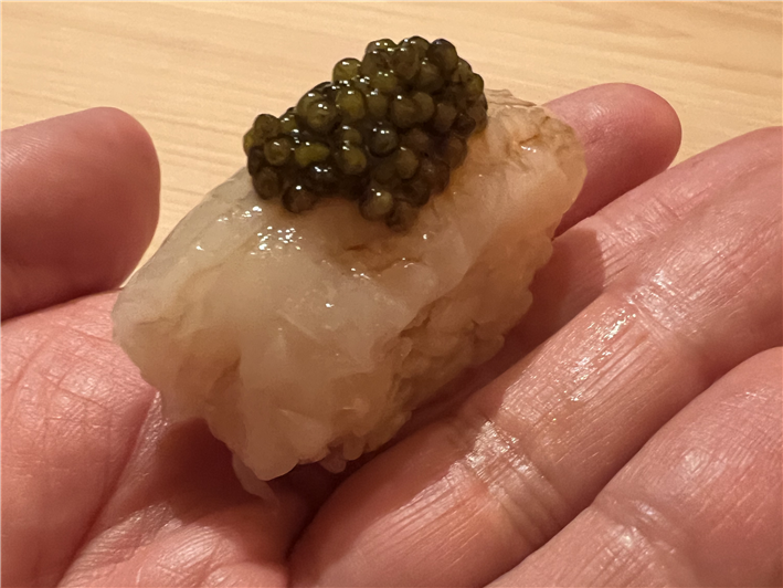 scallop with caviar sushi